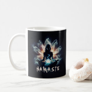 Yoga Instructor Meditation Pose Glowing Mist Lotus Coffee Mug