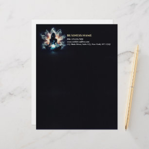 Yoga Instructor Meditation Pose Glowing Mist Lotus Custom Letterhead