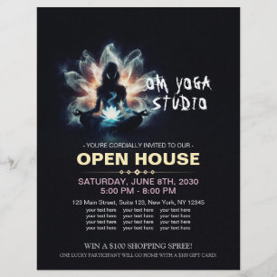 Yoga Instructor Meditation Pose Glowing Mist Lotus Flyer