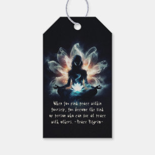 Yoga Instructor Meditation Pose Glowing Mist Lotus Gift Tags