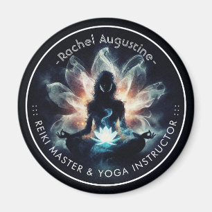 Yoga Instructor Meditation Pose Glowing Mist Lotus Magnet