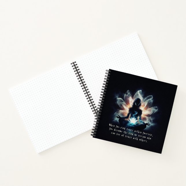Yoga Instructor Meditation Pose Glowing Mist Lotus Notebook (Inside)