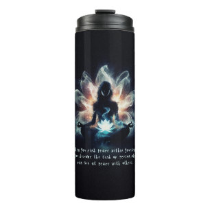 Yoga Instructor Meditation Pose Glowing Mist Lotus Thermal Tumbler