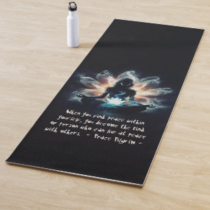 Yoga Instructor Meditation Pose Glowing Mist Lotus Yoga Mat