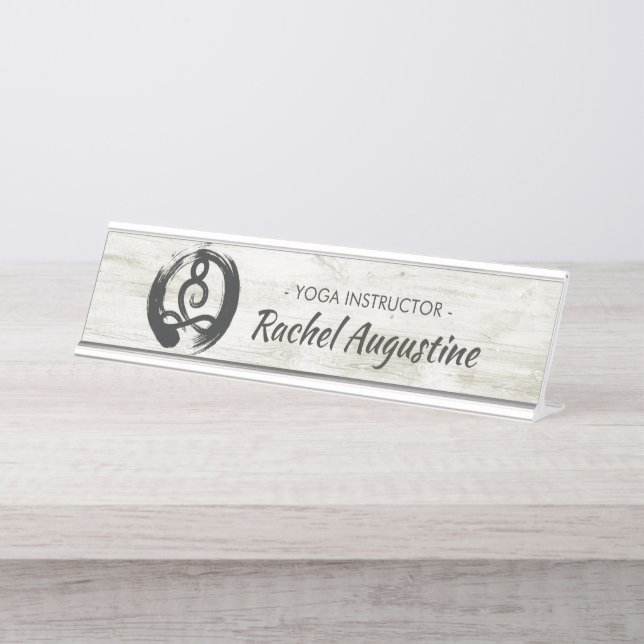 Yoga Instructor Meditation Pose Healer ZEN Symbol Desk Name Plate (Front)