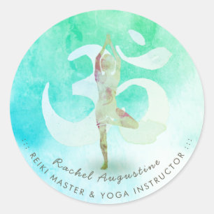 Yoga Instructor Meditation Pose Om Symbol Address Classic Round Sticker