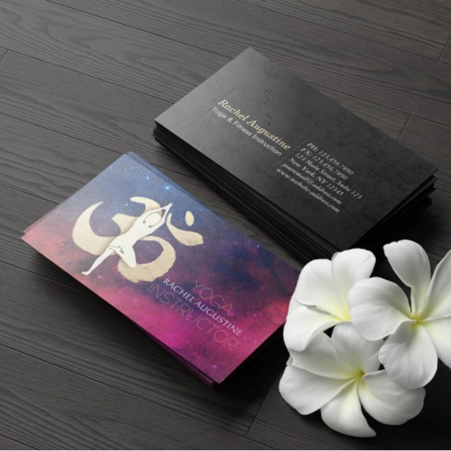 Yoga Instructor Meditation Pose OM Symbol Galaxy Business Card (Creator Uploaded)