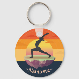 Yoga Instructor Meditation Pose Sun Flying Island Key Ring