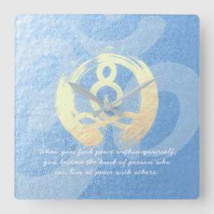 Yoga Instructor Meditation Pose Zen OM Sign Quotes Square Wall Clock