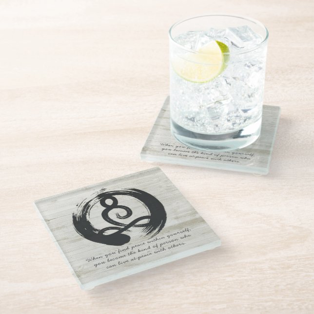 Yoga Instructor Meditation Pose Zen Symbol Quotes Glass Coaster (Angled)