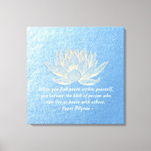YOGA Instructor Meditation Quote Blue Gold Lotus Canvas Print