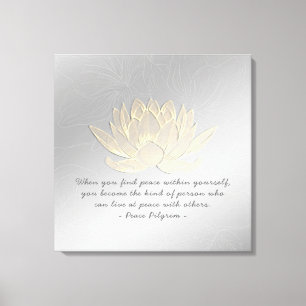 YOGA Instructor Meditation Quote Silver Gold Lotus Canvas Print