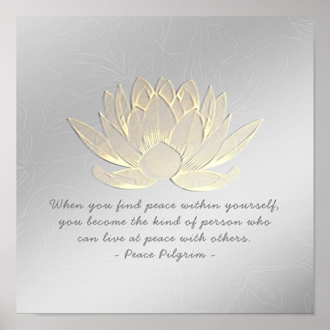 YOGA Instructor Meditation Quote Silver Gold Lotus Poster (Front)