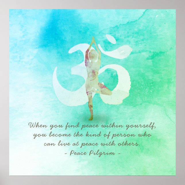 YOGA Instructor Meditation Tree Pose Om Sign Quote (Front)