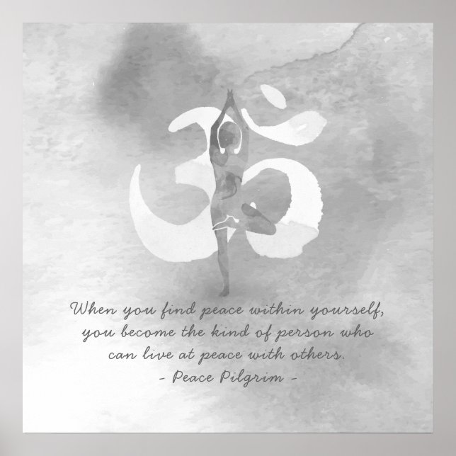 YOGA Instructor Meditation Tree Pose Om Sign Quote (Front)