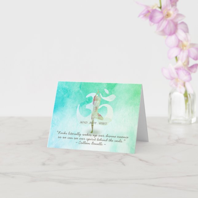 Yoga Instructor Meditation Tree Pose Om Sign Quote Card (Orchid)
