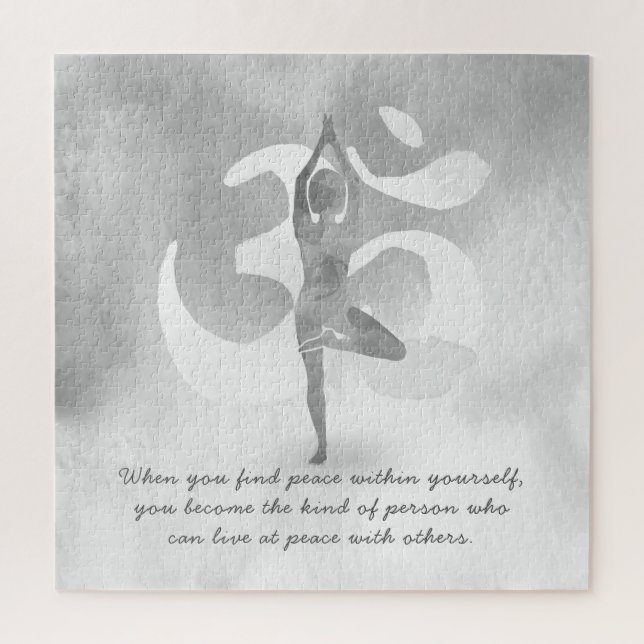 YOGA Instructor Meditation Tree Pose Om Sign Quote Jigsaw Puzzle (Vertical)