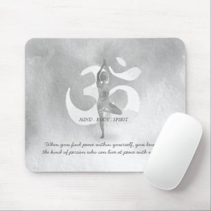 YOGA Instructor Meditation Tree Pose Om Sign Quote Mouse Pad