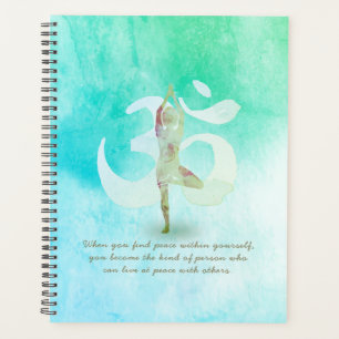 YOGA Instructor Meditation Tree Pose Om Sign Quote Planner