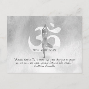 Yoga Instructor Meditation Tree Pose Om Sign Quote Postcard