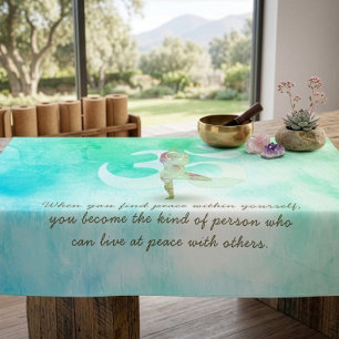 YOGA Instructor Meditation Tree Pose Om Sign Quote Tablecloth