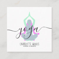 Yoga instructor modern elegant trendy teal pink om