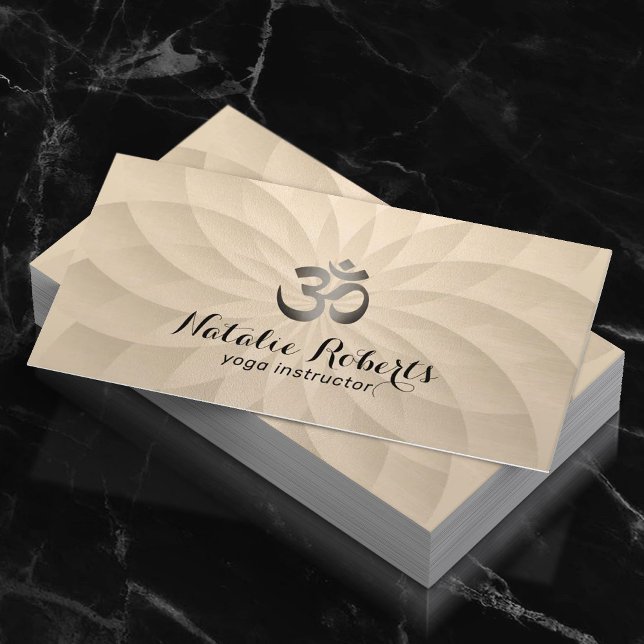 Yoga Instructor Om Logo Modern Gold Spiral Business Card (Creator Uploaded)