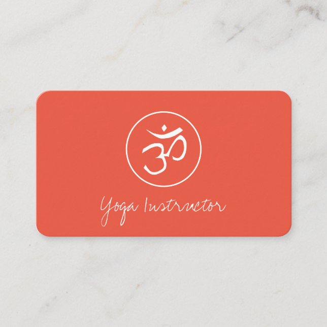 Yoga Instructor Om Symbol Peach Simple Business Card (Front)