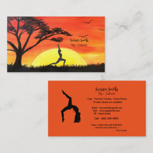 Yoga Instructor Orange Sunset Yoga Pose Business Card