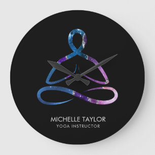 Yoga Instructor Pilates Fitness Modern Nebula Busi Large Clock