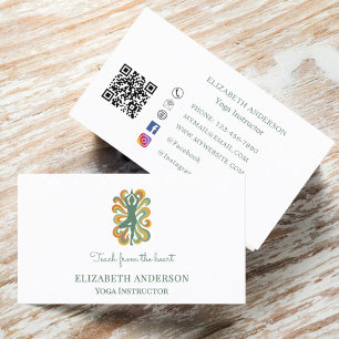 Yoga Instructor pose green retro slogan Business Card