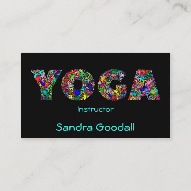YOGA Instructor Pretty Personalised Business Cards (Front)