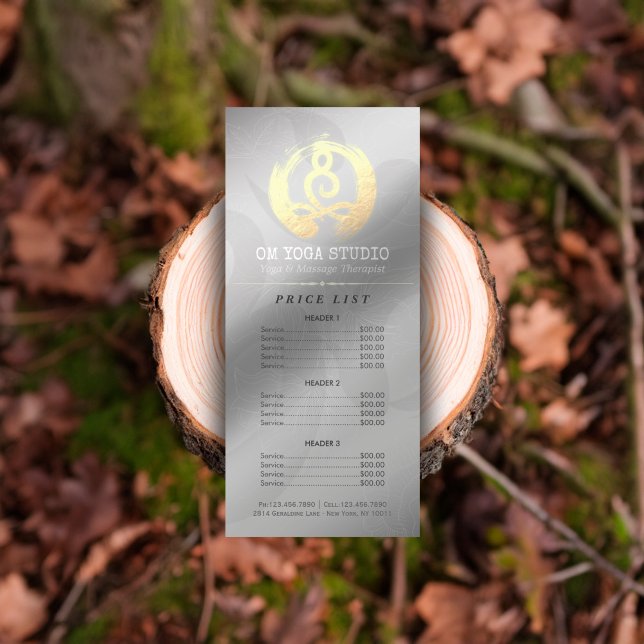 YOGA Instructor Price List Meditation Pose Zen OM Rack Card (Creator Uploaded)