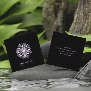Yoga Instructor Purple Holographic Mandala  Square Business Card