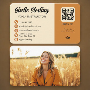 Yoga Instructor QR Code Photo Business Card