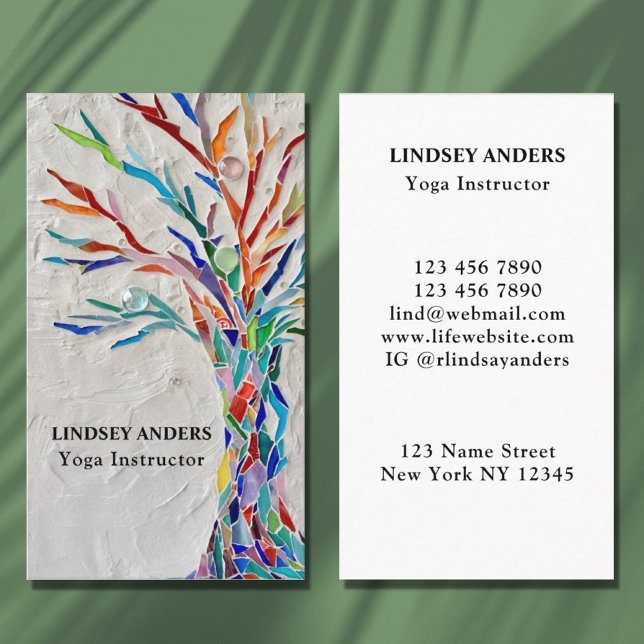 Yoga Instructor Rainbow Coloured Tree Business Car Business Card (Creator Uploaded)