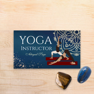 Yoga Instructor Red, Gold and Blue Mandalla Business Card