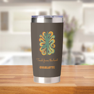 Yoga instructor retro swirls name quote taupe insulated tumbler