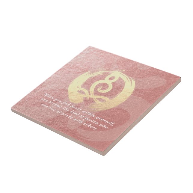 Yoga Instructor Rose Gold Meditation Pose Quotes Ceramic Tile (Side)