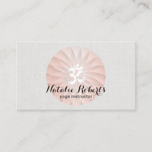 Yoga Instructor Rose Gold Spiral Lotus Om Business Card