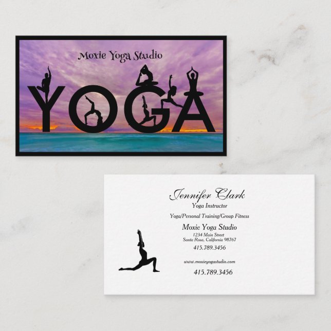 Yoga Instructor Several Unique Poses  Business Card (Front/Back)