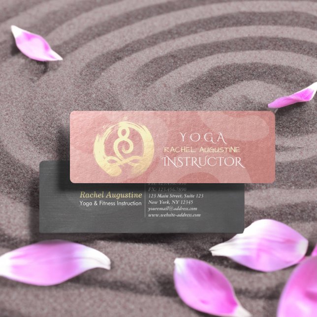 Yoga Instructor Silver Gold Meditation Pose ZEN OM Mini Business Card (Creator Uploaded)