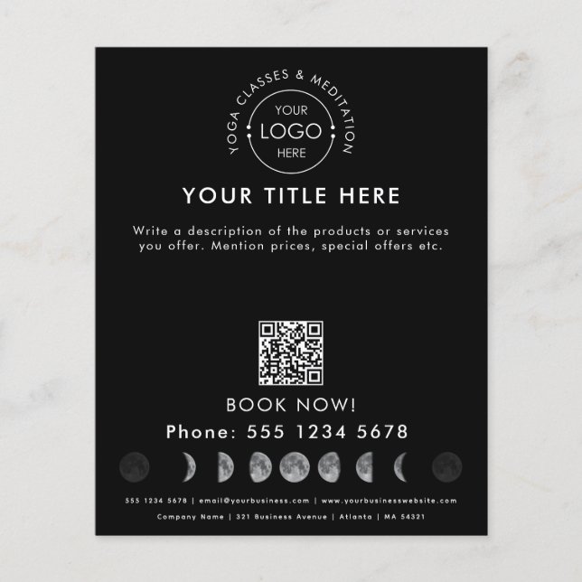 Yoga Instructor Studio Classes Business Logo Moons Flyer (Front)