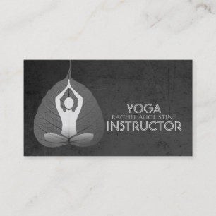 Yoga Instructor Studio Meditation Pose Bodhi Leaf Business Card