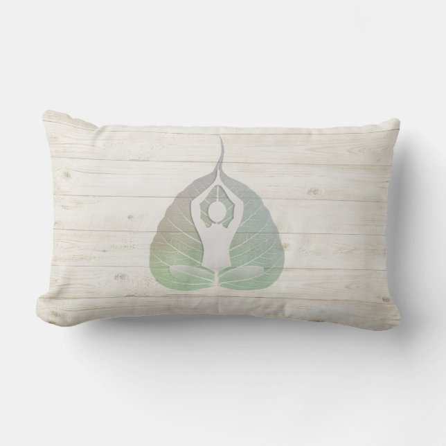 Yoga Instructor Studio Meditation Pose Bodhi Leaf Lumbar Cushion (Front)