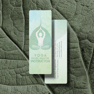 Yoga Instructor Studio Meditation Pose Bodhi Leaf Mini Business Card