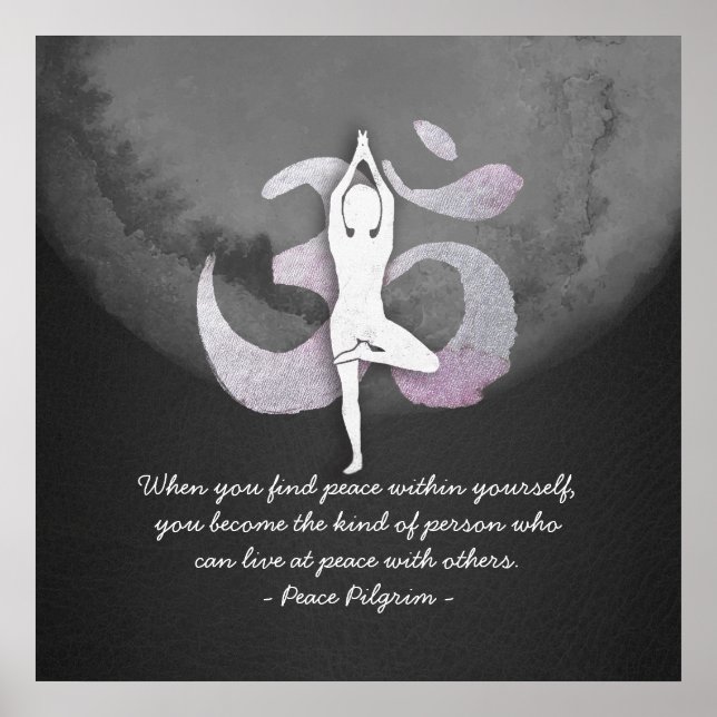 Yoga Instructor Studio Quotes Tree Pose OM Symbol Poster (Front)