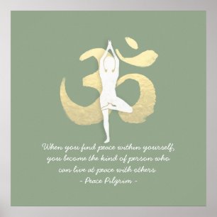 Yoga Instructor Studio Quotes Tree Pose OM Symbol Poster