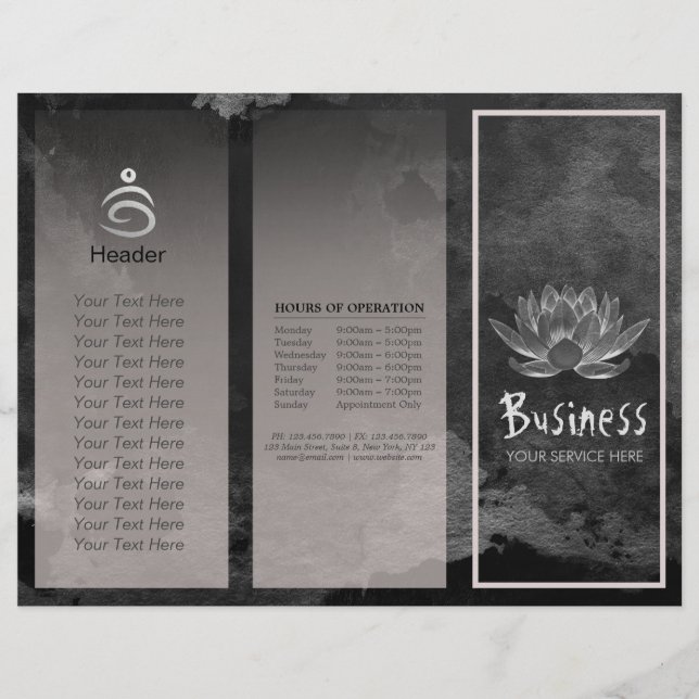 Yoga Instructor Studio Tri-Fold Brochure Lotus (Front)