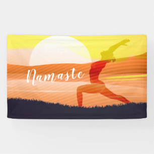 Yoga Instructor Sun Salutation Crescent Moon Pose Banner